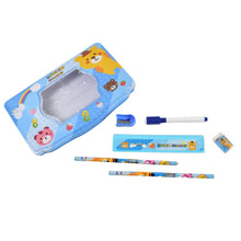 Cartoon Metal Compass Box for Kids with Stationery (6 Pc Set) the24kgal