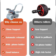 Abdominal Roller Wheel, Automatic Rebound Sponge Handle, Double Wheel Abdominal Roller, Non-Slip Timer Function with Elbow Support for Exercises for Body Fitness Strength Training Home Gym the24kgal