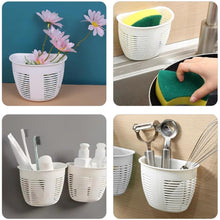 Hanging Plastic Storage Basket, Adhesive Wall Mounted Organizer Box Make Up Holder Shelf Bathroom Wall Basket Punch Free Drain Basket for Kitchen Bathroom, Wall Type Storage Basket (1 Pc) the24kgal