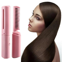 Rechargeable Mini Hair Straightener, Travel Portable USB Charging Cordless Hair Straightener Bursh, Three Temperature Adjustments Flat Iron Comb (1 Pc) the24kgal