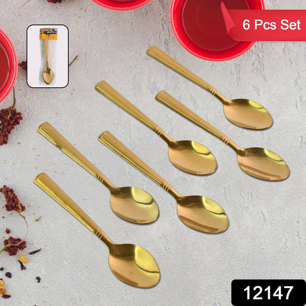 Premium Luxurious Stainless Steel Coated Spoons (6 Pcs Set / Golden) the24kgal