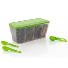 Kitchen Airtight 4-Section Storage Container / Pickle Jar with 4 Spoons (1 Pc / Mix Color) the24kgal