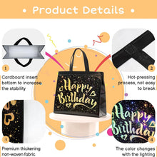 Birthday Gift Bag with Gold Shiny Stars, Reusable Party Gift Bags (1 Pc) the24kgal