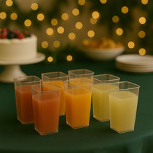 Unbreakable Stylish Transparent Square Design Water / Juice / Beer / Wine Tumbler Plastic Glass Set ( 300 ML, Pack of 6) the24kgal