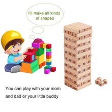 54 Pcs Blocks 4 Dices Wooden Tumbling Stacking Building the24kgal