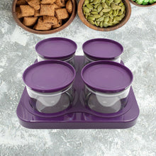 Airtight Plastic 4 Pc Storage Container Set, With Tray Dry Fruit Plastic Storage Container Tray Set With Lid & Serving Tray For Kitchen the24kgal