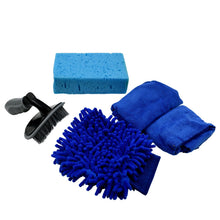 Car / Bike Cleaning Combo Microfiber Car Wash Sponge and Gloves, Automobile Cleaning Sponges, 2 Wash Towel, 1 Brush, 1 Sponge, 1 Gloves, Car Wash Cleaning Tools Kit (5 Pcs Set) the24kgal