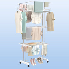 3-Tier Foldable Stainless Steel Cloth Drying Stand with Wheels the24kgal