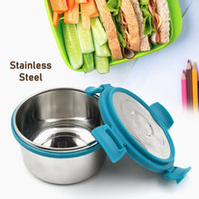 Miracle Solo round Lunch box High Grade Stainless Steel Double Wall Insulated 300ML Food Container 4 Lock Clip Leak Proof Lid, Best Return Gift for Any Occasion (1 Pc) the24kgal