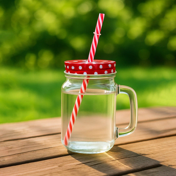 Drinking Cup / Glass / Mug Mason Jar with Handle & Straw the24kgal
