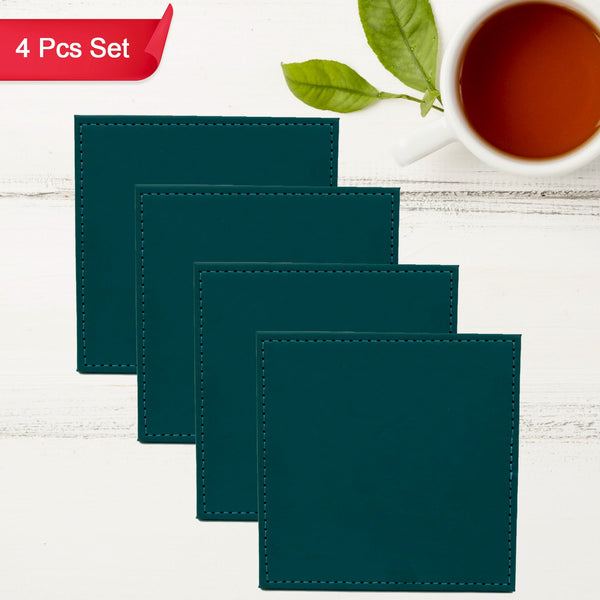 Square Leather Tea Coaster Set – Durable Dining & Coffee Table Decor (4 Pc) the24kgal