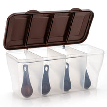 Kitchen Airtight 4-Section Storage Container / Pickle Jar with 4 Spoons (1 Pc / Mix Color) the24kgal