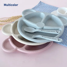 Kids 3 Compartment Food Tray / Plates With Spoon & Fork (1 Set) the24kgal