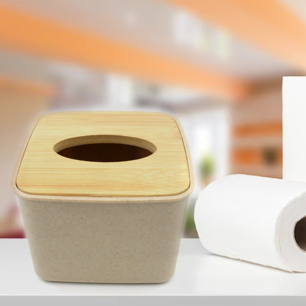 Tissue Box Desktop Stand Bamboo Tissue Cover Box Rectangular Paper Towel Holder Removable Tissue Dispenser for Bathroom Vanity Countertop Bedroom Car Holder Paper Towels Dispenser (1 Pc ) the24kgal