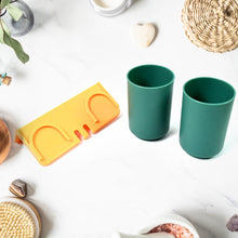 Multipurpose Wall Mount Toothbrush Holder Plastic Stand With 2 Cup  (1 Set) the24kgal