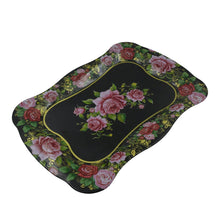 Stainless Steel Serving Tray With Flower Printed Rectangle Premium Dining Table Plate (18 x 8.5 Inch / 1 Pc) the24kgal