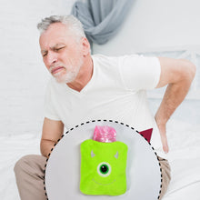 Green One-Eyed Monster Print Small Hot Water Bag with Cover for Pain Relief the24kgal