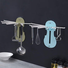 Plastic 7-in-1 Multifunction Retractable Wall-Mounted Pull-Out Hanger Rack Without Punching Hooks Up for Kitchen Bathroom the24kgal