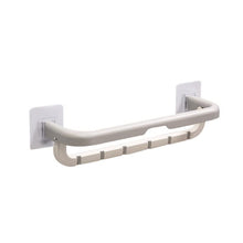 Wall-Mounted Double Bar Towel Holder with Hooks & Adjustable Folding Shelf the24kgal