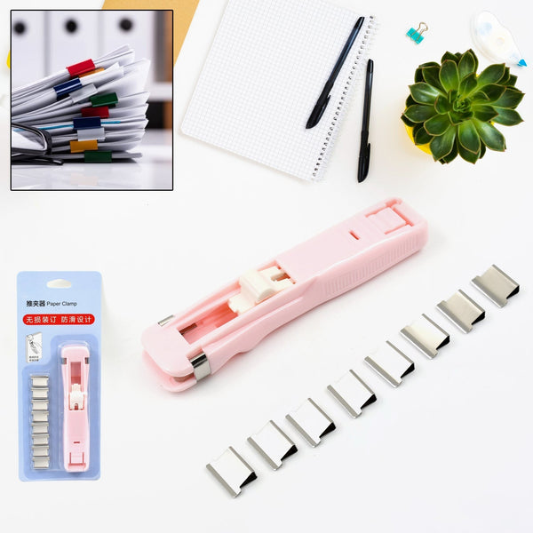 Portable Paper Clamp With 8 Pcs Clip Dispenser Handheld Paper Fast Clam (1 Set) the24kgal