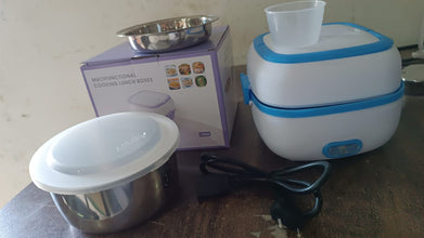 Electric Lunch Box, 3 In 1 Food Heater / Cooker / Steamer with Stainless Steel Bowls (1 Set) the24kgal