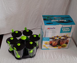 Multipurpose 6 Piece Miracle Revolving Plastic Spice Container Rack With 6 Spoon, Condiment Set, Masala Rack Set, Revolving Spice Rack Aachar Container Chutney Mukhwas Tray Masala Dining Spice Stand the24kgal