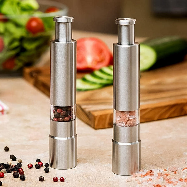 Stainless Steel Thumb Presser Salt and Pepper Grinder (1 Pc) the24kgal