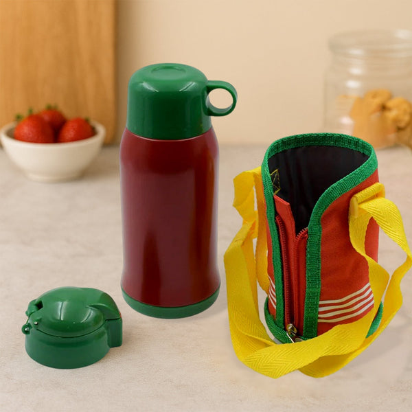 Premium Stainless Steel Insulated Sipper Bottle Print Water FlaskCartoon Vacuum Hot Cold For Kids / Travelling Water Bottle for Kids with  up Straw,  Double Wall Thermos with Straw & Bottle Zippe Cover For office/Gym/School (550 ML) the24kgal