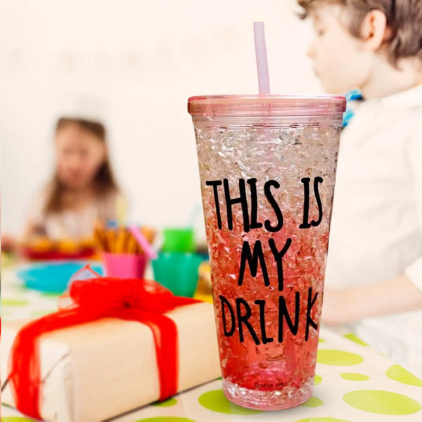Plastic Creative Cold Drink Cup, Reusable Tea Coffee Tumbler with Lid and Straw, Double Wall Plastic Drinking Sport Bottle, Travel Tumbler the24kgal