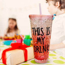 Plastic Creative Cold Drink Cup, Reusable Tea Coffee Tumbler with Lid and Straw, Double Wall Plastic Drinking Sport Bottle, Travel Tumbler the24kgal