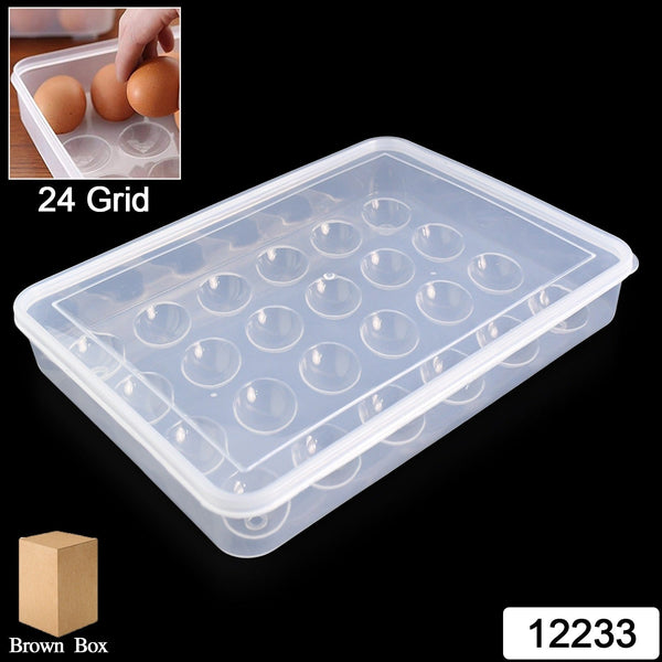 Plastic Egg 24 Grid Storage Container Holder for Refrigerator Egg Tray Holds 24 Eggs (1 Pc) the24kgal