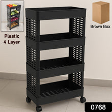 4-Layer Plastic Storage Rack with Wheels the24kgal