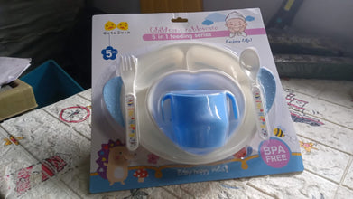 5in1 Baby Feeding Set for Kids and Toddlers,Children Children Dinnerware Set - Feeding Set for Kids, Cartoon Design Plate, Cup, Spoon, Fork  Tableware Cutlery for Kids Microwave (5 Pcs Set) the24kgal