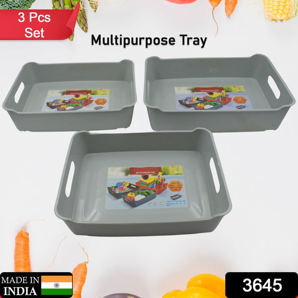 Multipurpose Organising & Storage Plastic Tray,  Fruit & Vegetable/ Multi Purpose Tray, Organizer for Kitchen, Countertop, Cabinet, Bathroom Plastic Storage Basket For Store Fruits, Vegetables, Magazines, Cosmetics, Stationary Set of 3 the24kgal