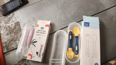 Silicone Bendable Kids Spoon & Fork Set – Toddler Self-Feeding Utensils (2 Pc Set) the24kgal