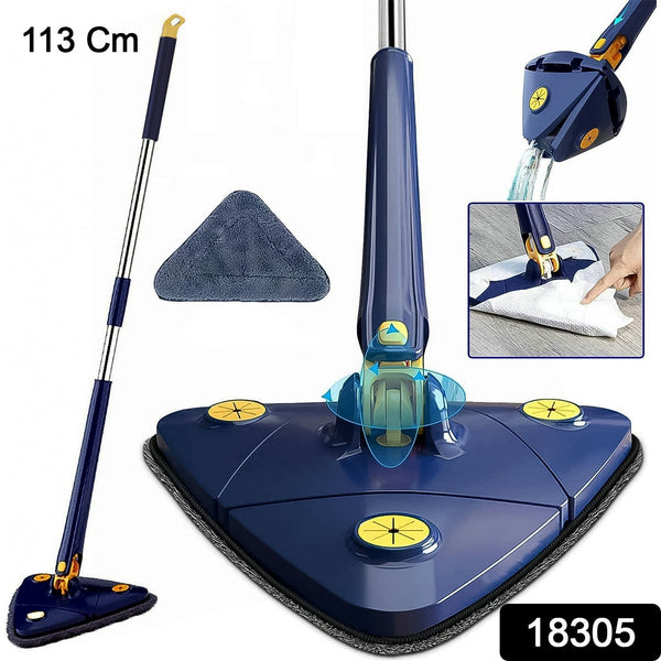 360° Rotatable Mop Triangle Mop with Long Handle (1 Pc / 113 Cm) the24kgal