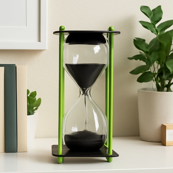 Glass & Stainless Steel Decorative Sand Timer 19 cm (1 Pc) (2 Minute Approx) the24kgal