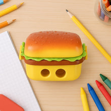 Plastic Burger Shape Small Size Double Hole Sharpener With Eraser (1 Set) the24kgal