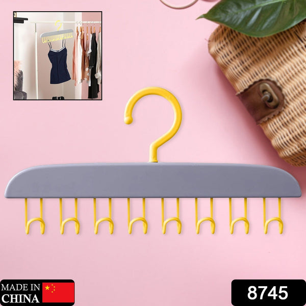 Plastic Organizer Hanger 360 Degree Rotatable Clothes Multifunctional with 8 Hooks Heavy Duty Clothing Tank Top Belt Towel Drying Rack Holder (1 pc) the24kgal