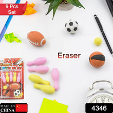 Mini Eraser Set for Kids (9 Pieces) - Fun Designs, Party Favors, School Prizes the24kgal