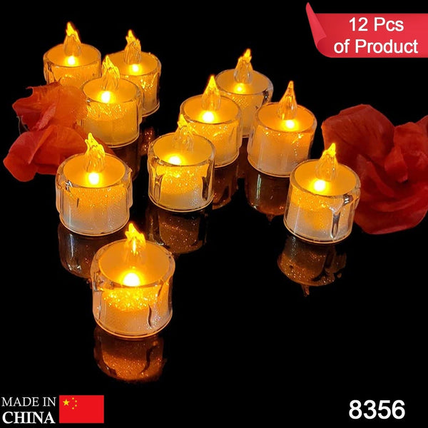 12 Pcs Flameless and Smokeless Decorative Acrylic Candles Transparent Led Tea Light Candle for Gifting, House, Diwali, Christmas, Festival, Events Decor Candles the24kgal