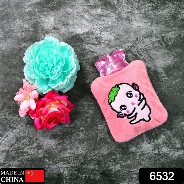 Pink Cartoon Small Hot Water Bag with Cover for Pain Relief the24kgal