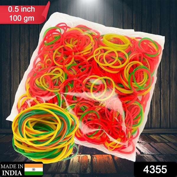Multicolor Rubber Bands (Elastic & Reusable, Office & Home / 0.5 Inch 100GM), Hair accessories the24kgal