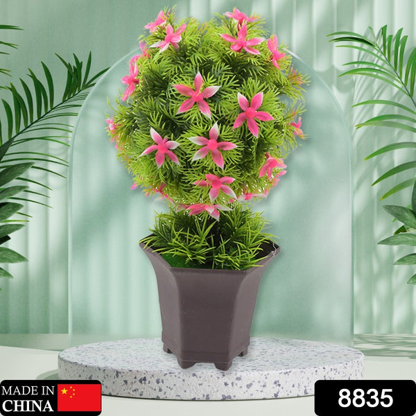 Wild Artificial Flower Plant with Cute Pot – Home Office Tabletop Decor, Indoor Balcony Decoration (1 Pc) the24kgal