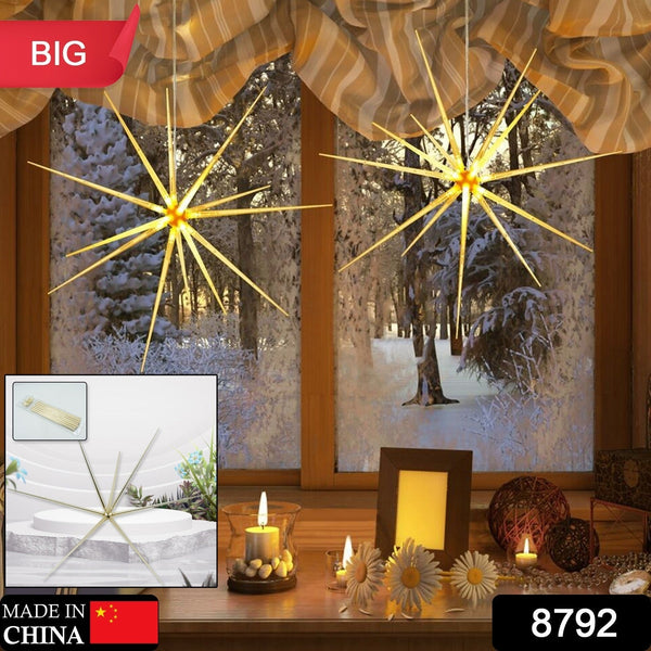 3D Gold Star Hanging Decoration Star, Acrylic Look  Hanging Luminous Star for Windows, Home, Garden Festive Embellishments for Holiday Parties Weddings Birthday Home Decoration (Big) the24kgal