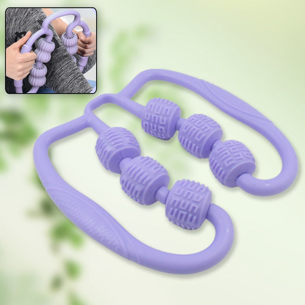 Muscle Massage Roller, 6 Wheels Relieve Soreness Leg Muscle Roller Fitness Roller Muscle Relaxer Massage Roller Ring Clip All Round Massaging Uniform Force Elastic PP Drop Shaped for Home Use (1 Pc) the24kgal