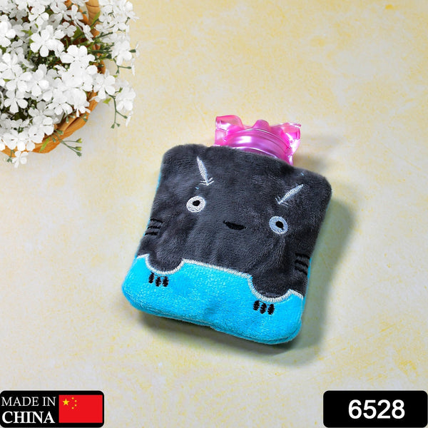 Grey Cat Print Small Hot Water Bag with Cover for Pain Relief the24kgal