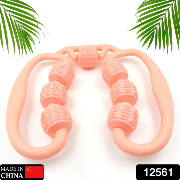 Muscle Massage Roller, 7 Wheels Relieve Soreness Leg Muscle Roller Fitness Roller Muscle Relaxer Massage Roller Ring Clip All Round Massaging Uniform Force Elastic PP Drop Shaped for Home Use (1 Pc) the24kgal