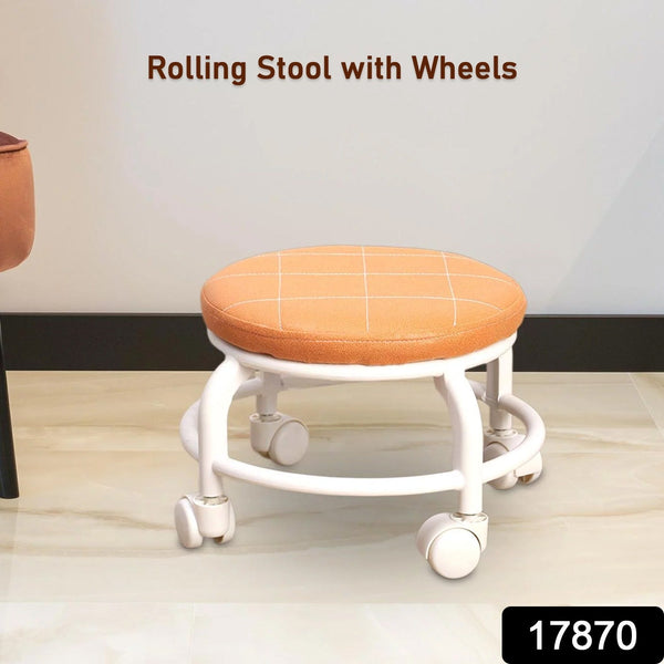Roller Seat Stool Low Height Rolling  Plastic  Stool Multifunctional Small Household Movable Mini Stool Pulley Wheel Stool for Garage Home Library (1 Pc) the24kgal