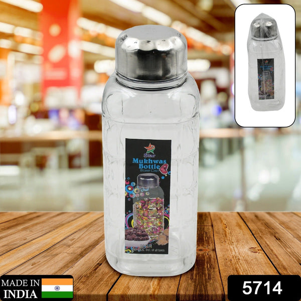 Plastic Transparent Mukhwas Bottle With Steel Cap / Mouth Freshener / Dryfruits Multipurpose Air Tight and BPA Free Kitchen Storage Bottle (1 Pc) the24kgal